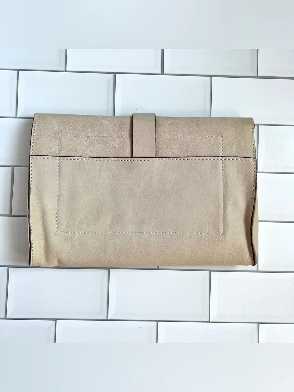 GAP 🤎 Leather Genuine Suede Tan Clutch Fold over Purse